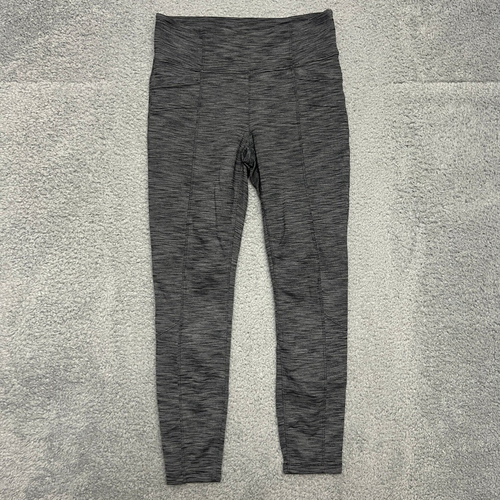 Athleta‎ High Rise Leggings Womens Medium Gray Excellent Space Dye Run Gym
